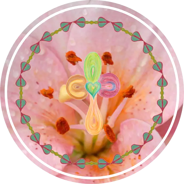 Sehoona opleiding – activatie van medicijnen en voedingssupplementen – roze lelie en tekening Voeding van Moeder Aarde